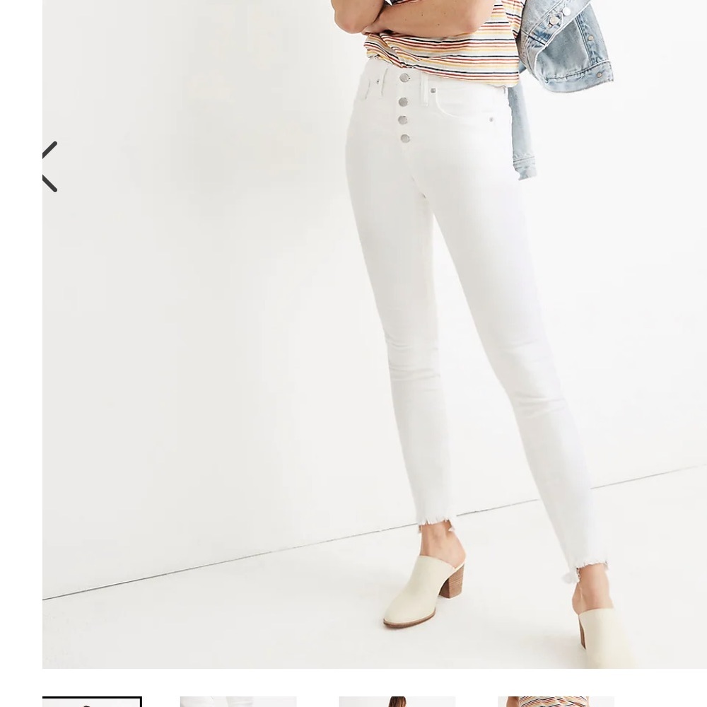 10inch high rise skinny Madewell crop jeans in white